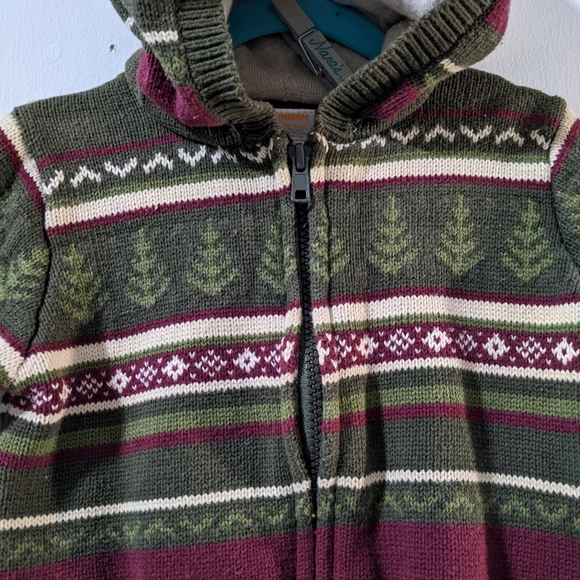 Gymboree Hooded Sweater 12-18 Months Green Jacket Christmas Vibe - Picture 3 of 8